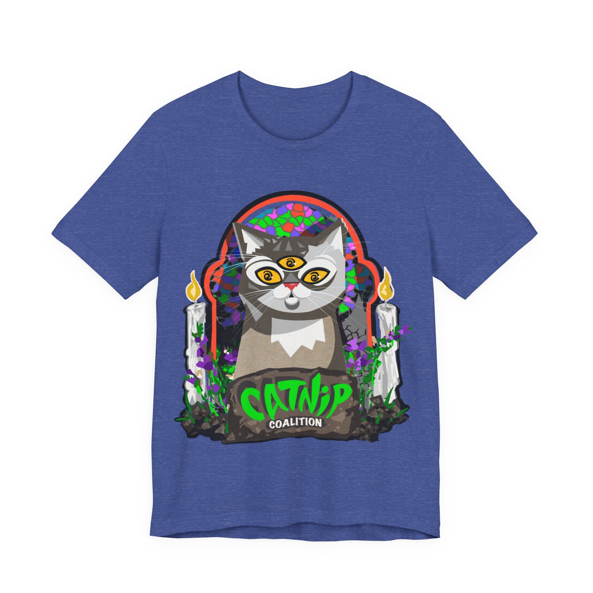 Catnip Coalition T‑Shirt — Psychedelic Three‑Eyed Cat Graphic Tee