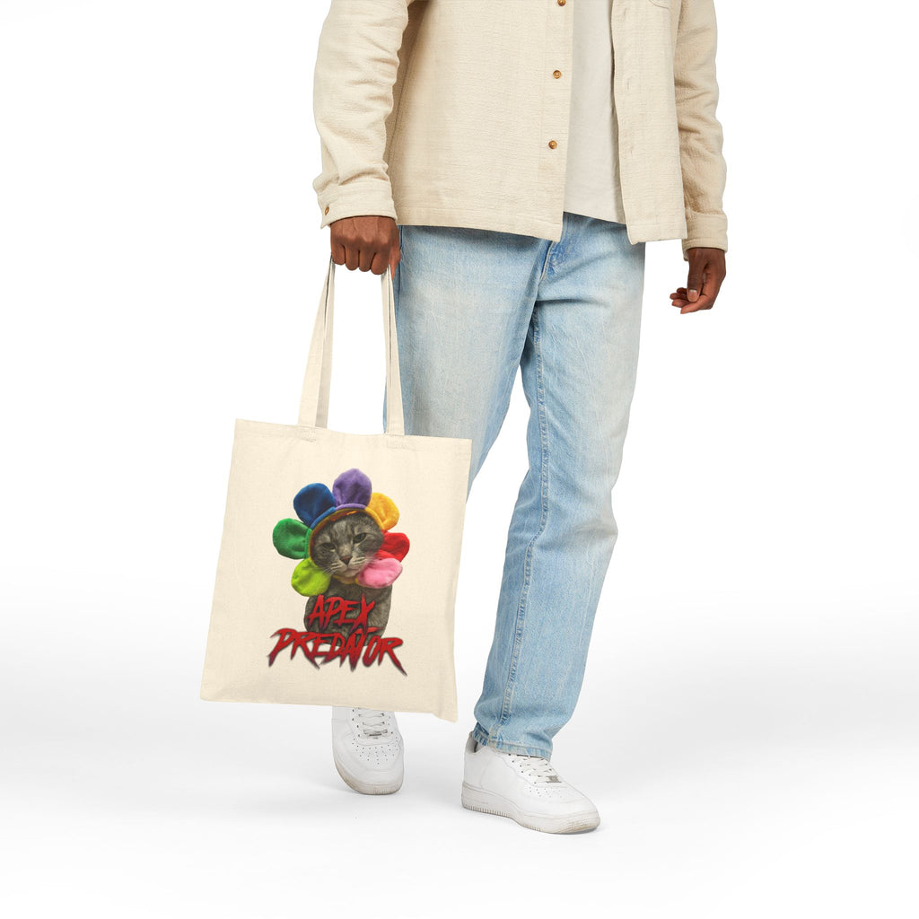 Apex Predator Cat Tote Bag — Cute Rainbow Kitty Canvas Tote