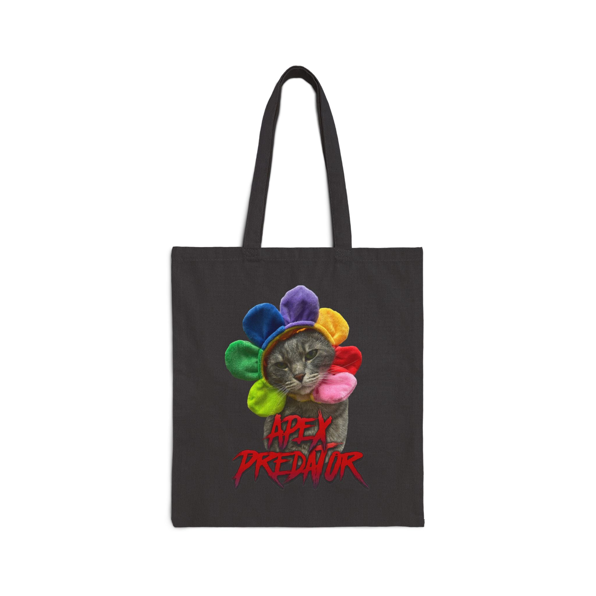 Apex Predator Cat Tote Bag — Cute Rainbow Kitty Canvas Tote