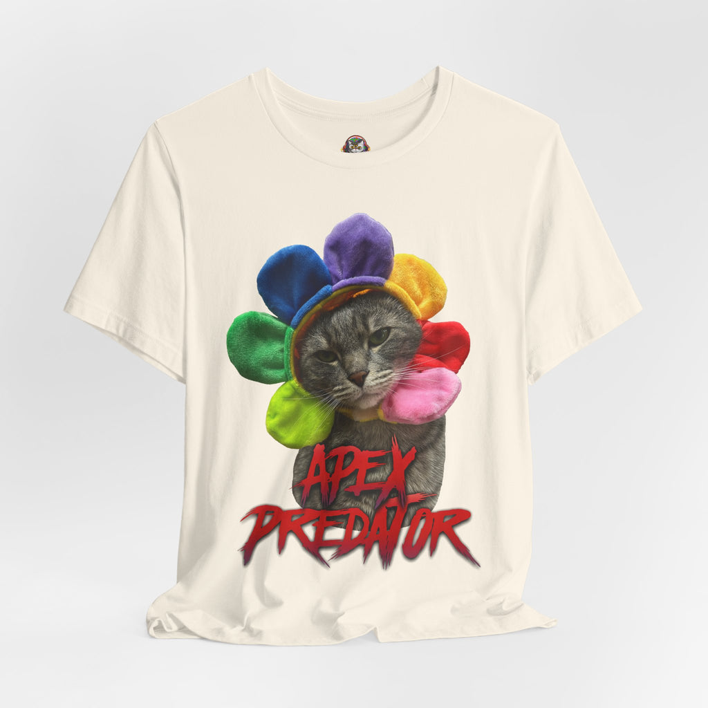 Apex Predator Cat Tee — Cute Rainbow Flower Cat Graphic Shirt