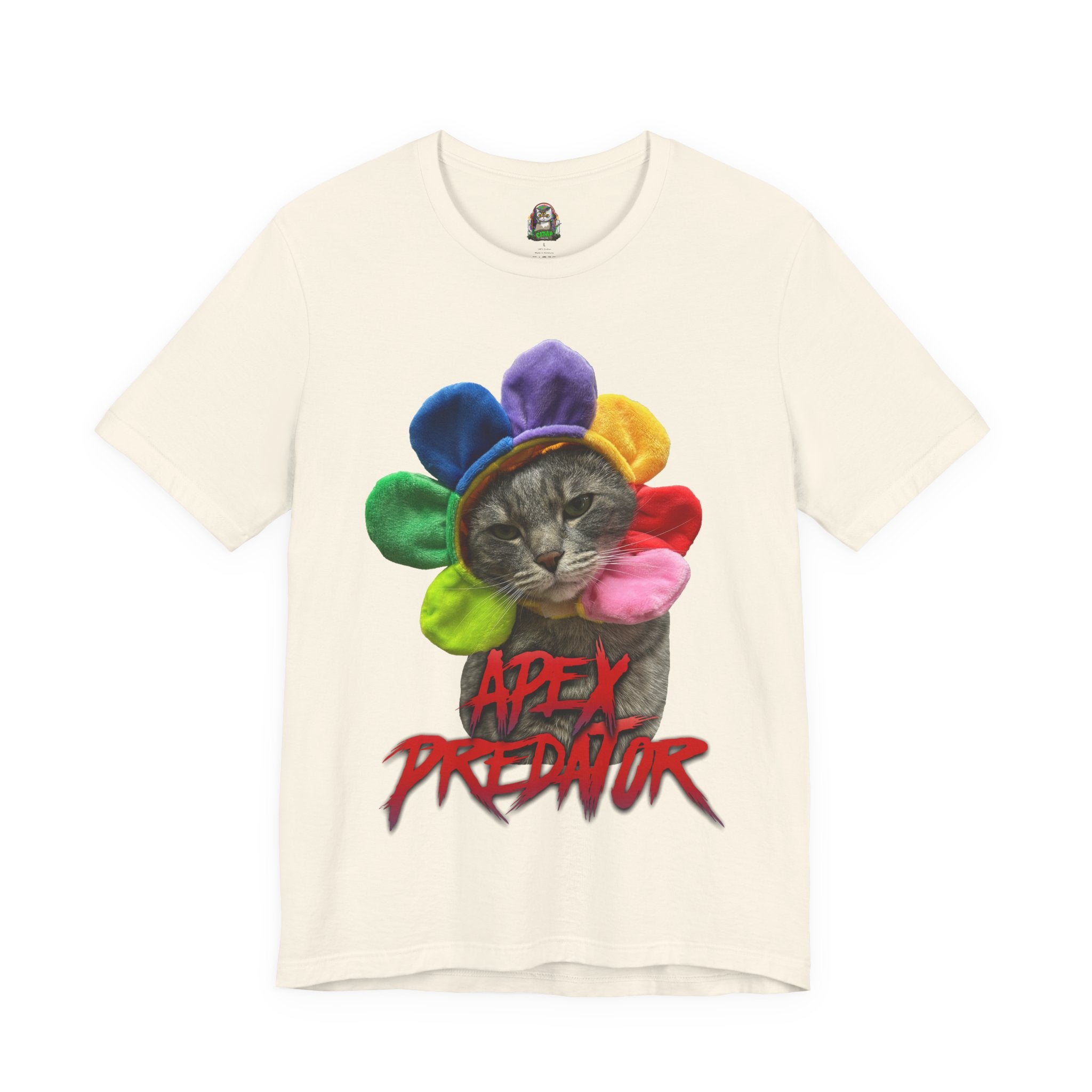 Apex Predator Cat Tee — Cute Rainbow Flower Cat Graphic Shirt