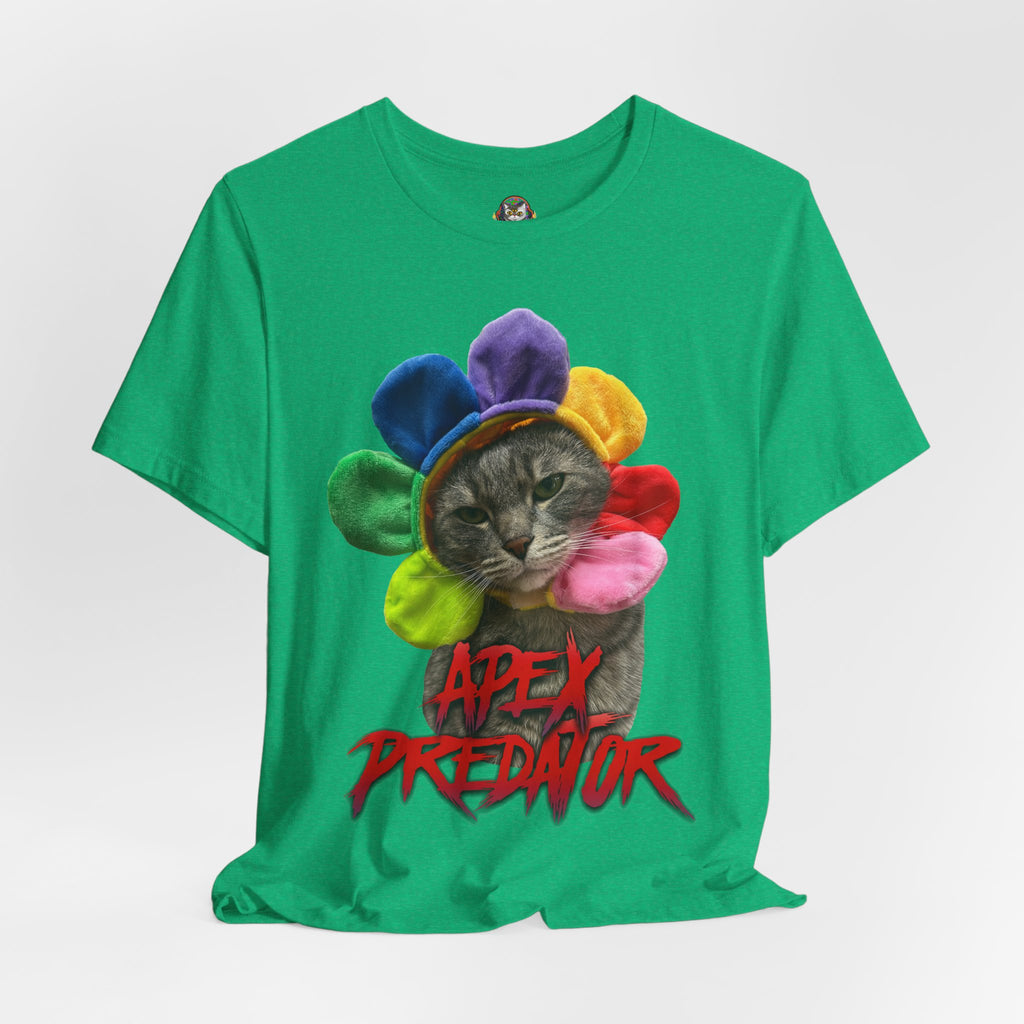 Apex Predator Cat Tee — Cute Rainbow Flower Cat Graphic Shirt
