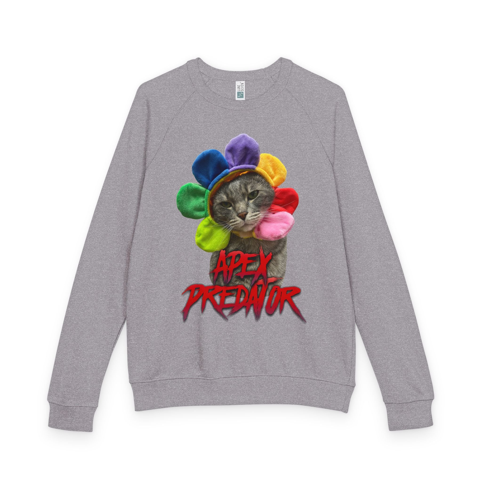 Apex Predator CatCrewneck Sweatshirt — Funny Rainbow Flower Cat Graphic